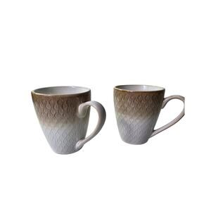 FOOD NETWORK Burrata Honey Brown Textured Discontinued Coffee Mugs Set of 2